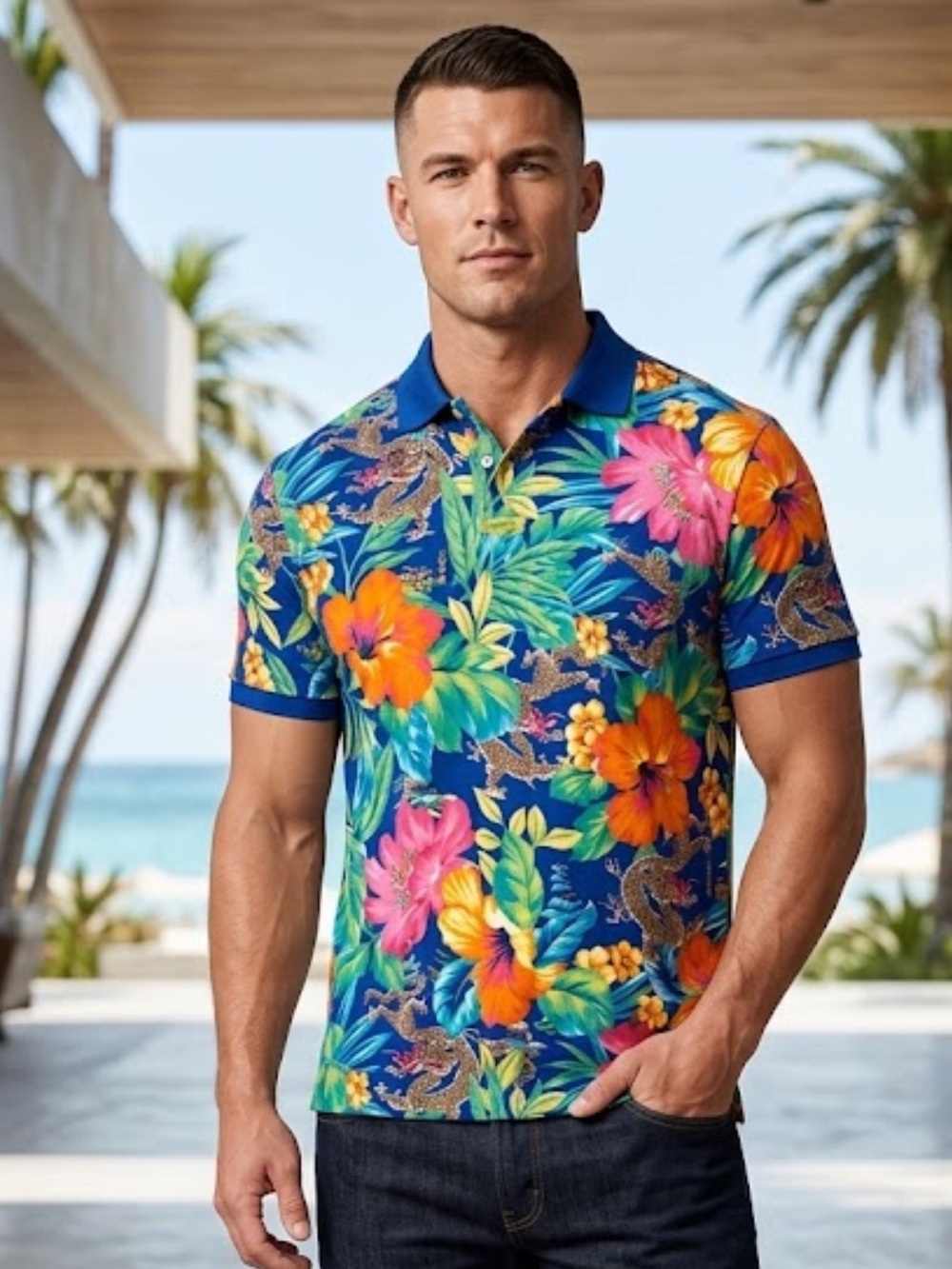 Polo Ralph Lauren Mens XXL Hawaiian Golf Shirt Tropical Hibiscus Floral Aloha
U